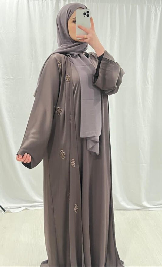 Dusty Mauve Embellished Luxe Abaya Set