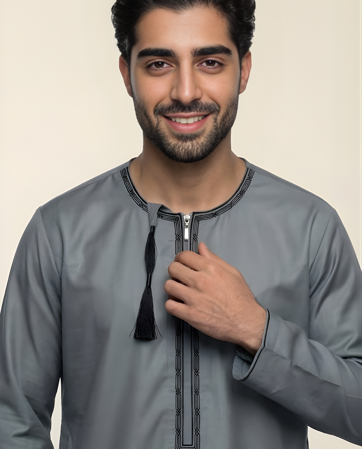 Grey Emarati Embroidery Thobes Men’s