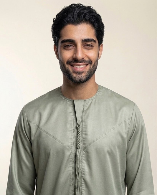 Mauve Emarati Embroidery Matching Thobe Men