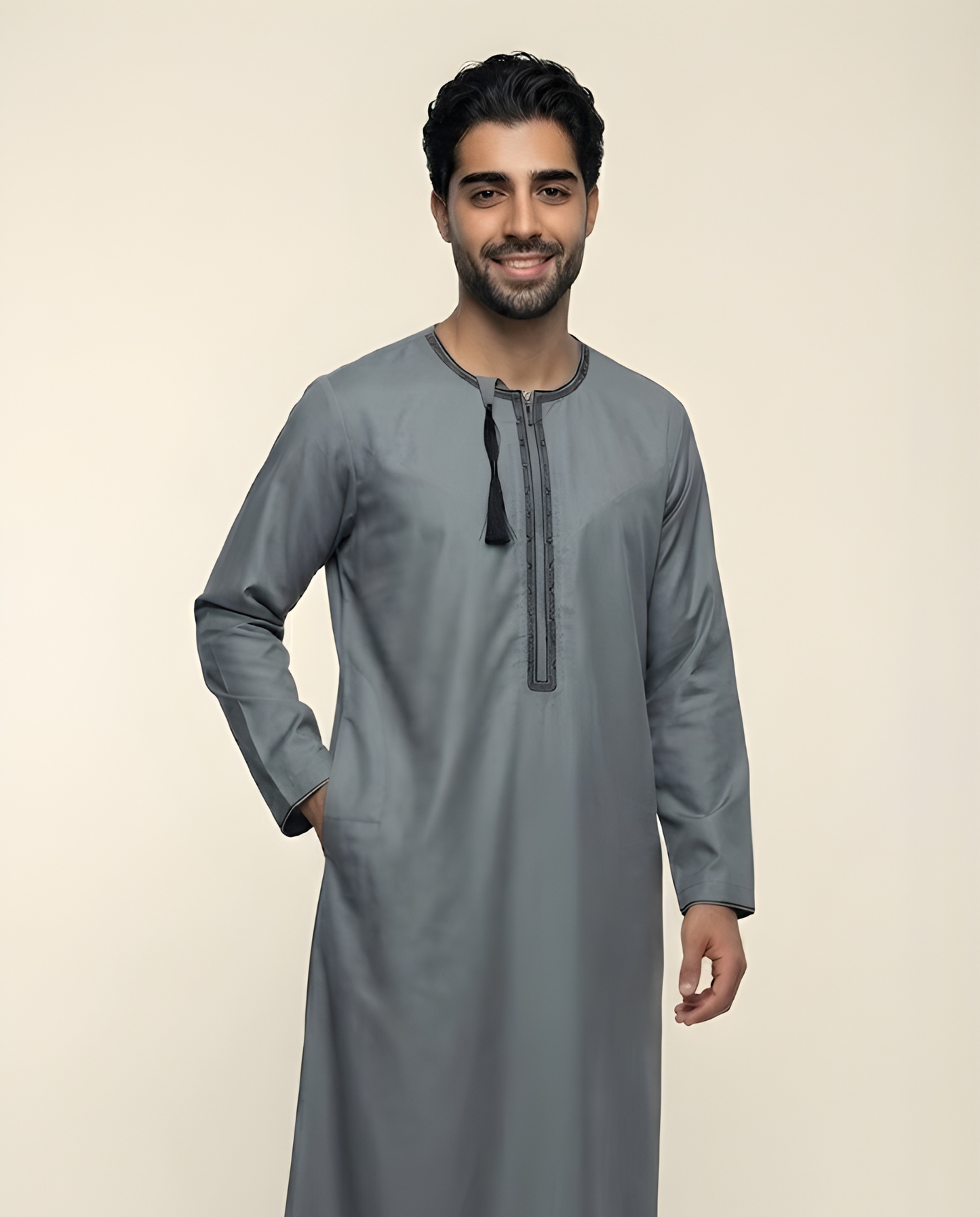 Grey Emarati Embroidery Thobes Men’s