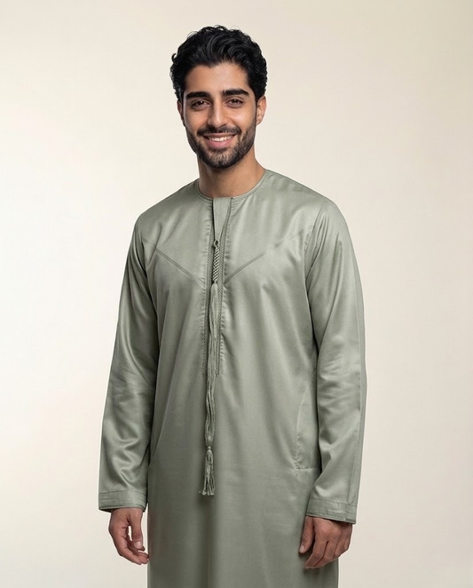 Mauve Emarati Embroidery Matching Thobe Men