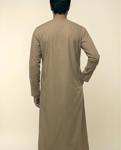 Walnut Emarati Embroidery Thobes Men’s
