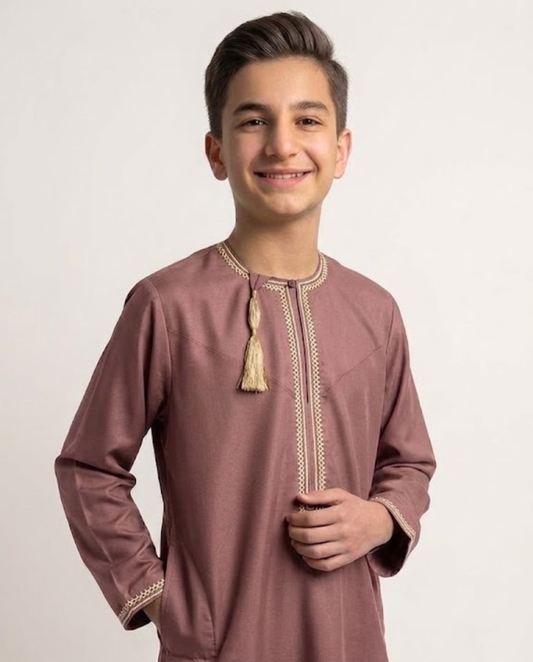 Sage Emarati Embroidery Parents Matching Thobe kid