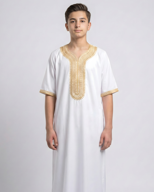 White Moroccan Thobes Kids