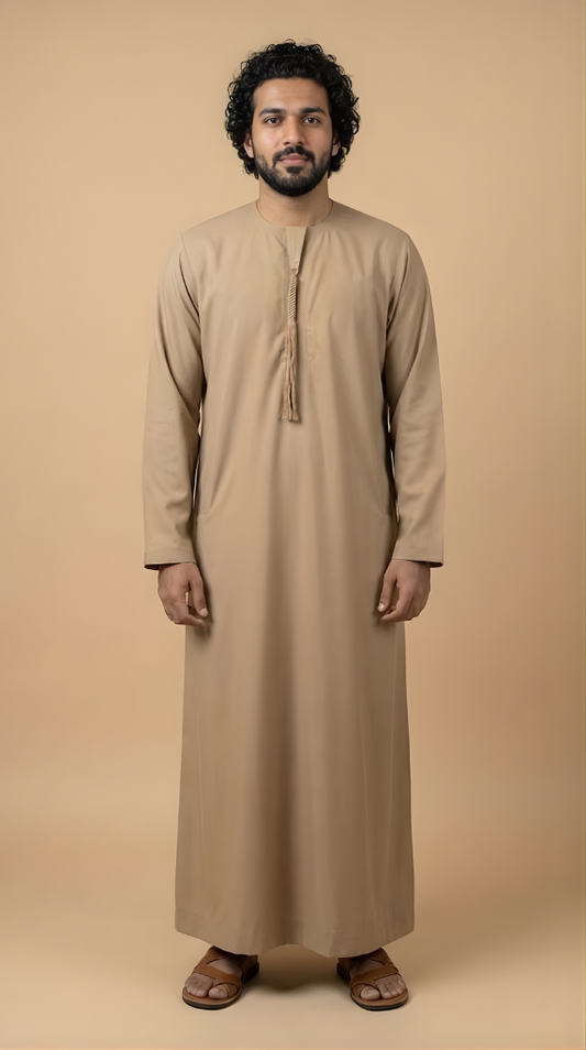 Beige Emarati Plain Thobes Men’s