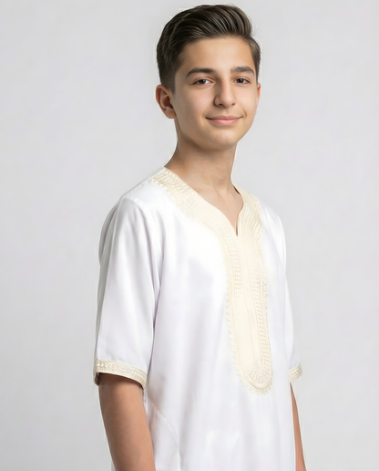 White Gold Moroccan Thobes Kids