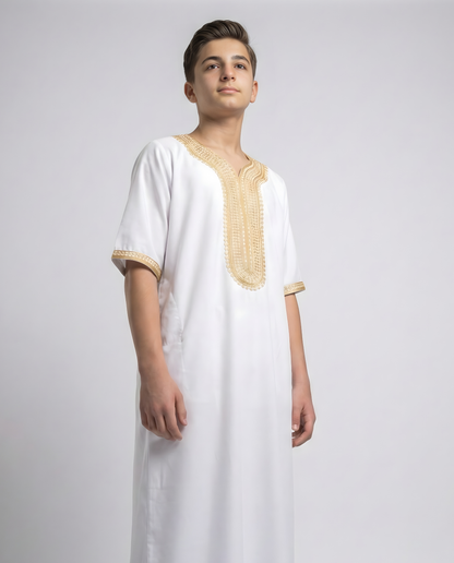 White Moroccan Thobes Kids