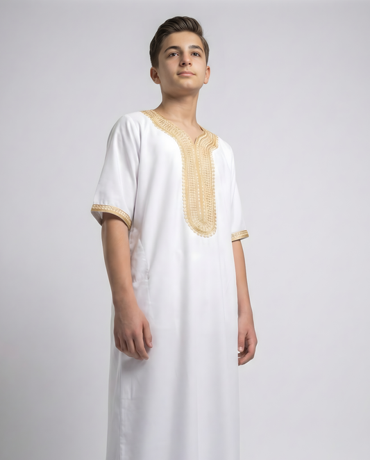 White Moroccan Thobes Kids