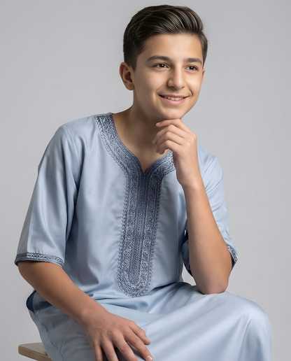 Sky Blue Moroccan Thobes Kids