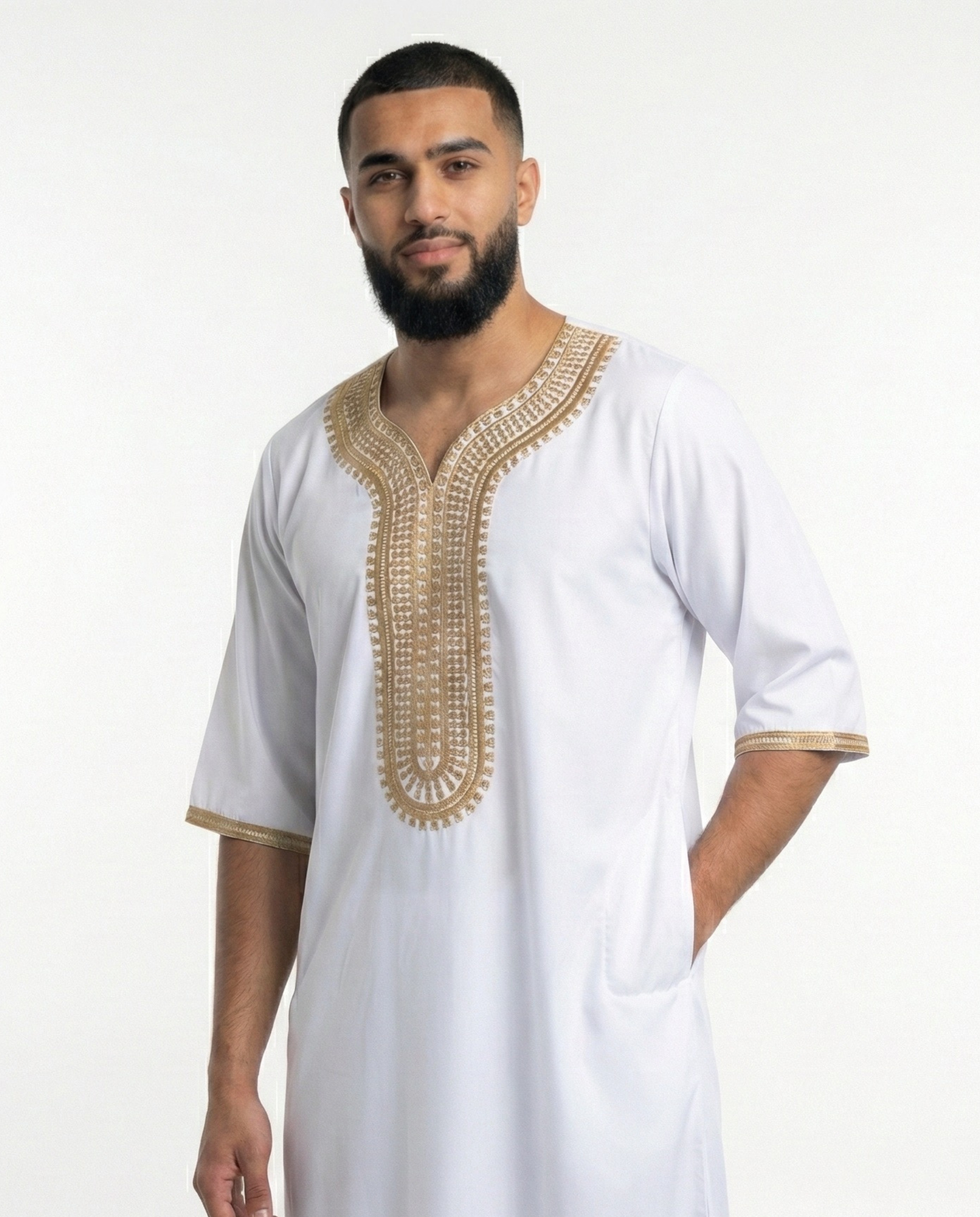 White Gold Moroccan Thobes Mens