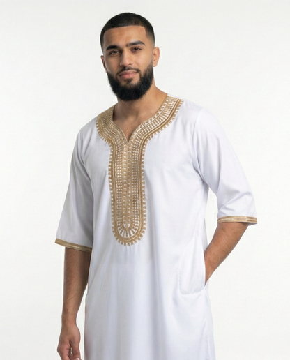 White Gold Moroccan Thobes Mens