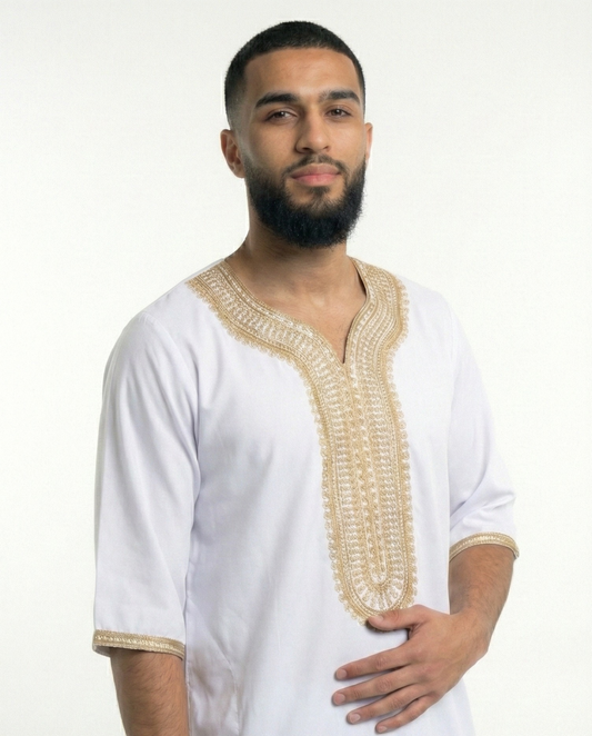 White Gold Moroccan Thobes Mens