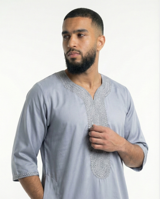 Grey Moroccan Thobes Men