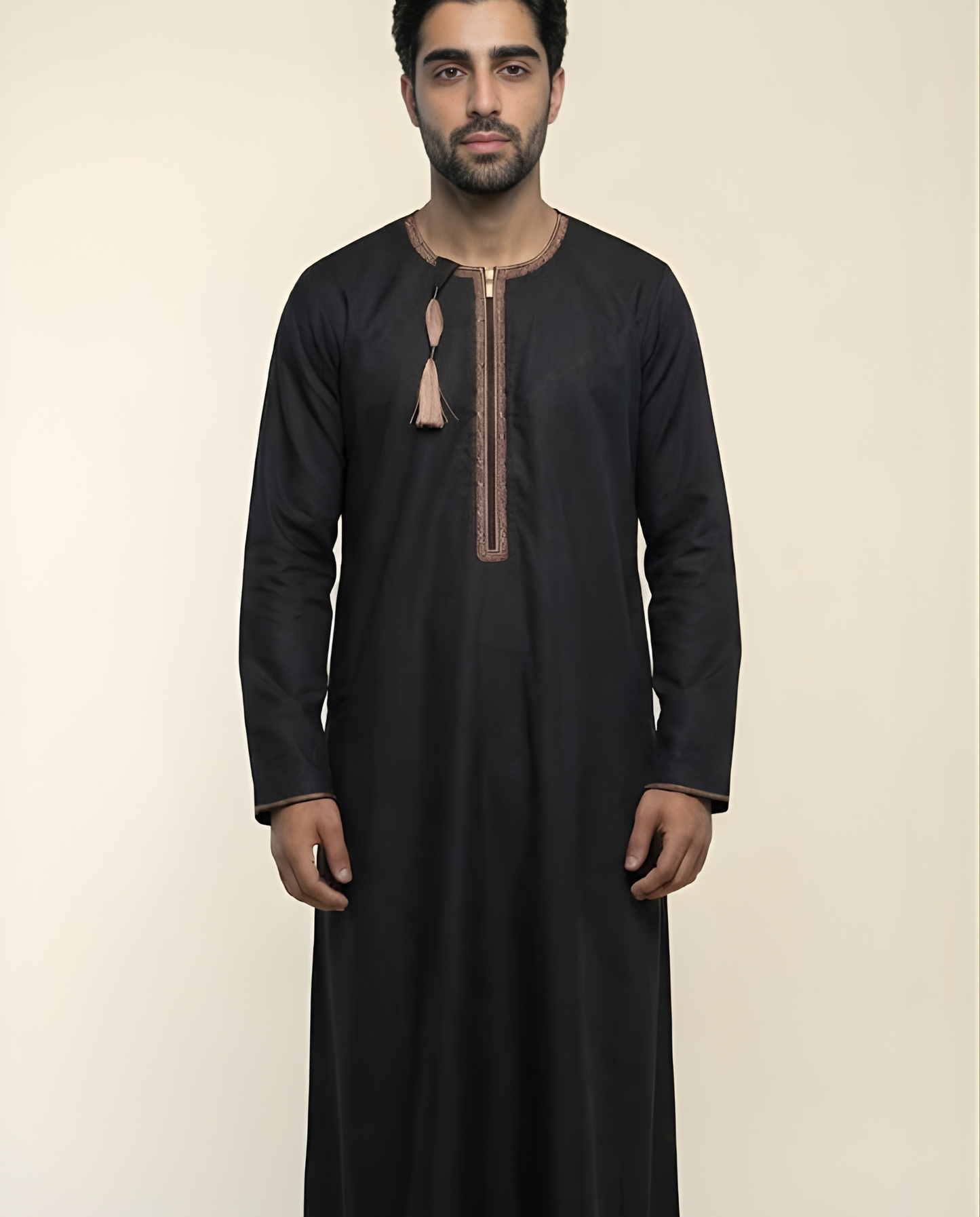 Black Emarati Embroidery Thobes Men’s