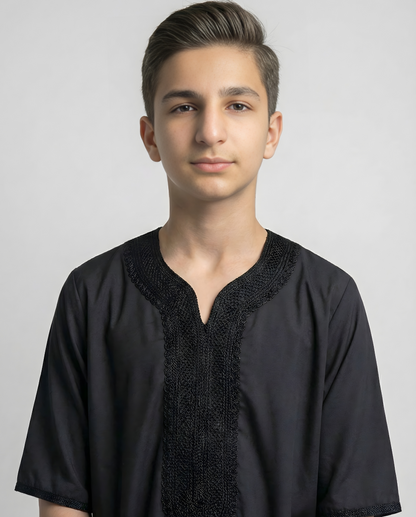 Black Moroccan Thobes Kids