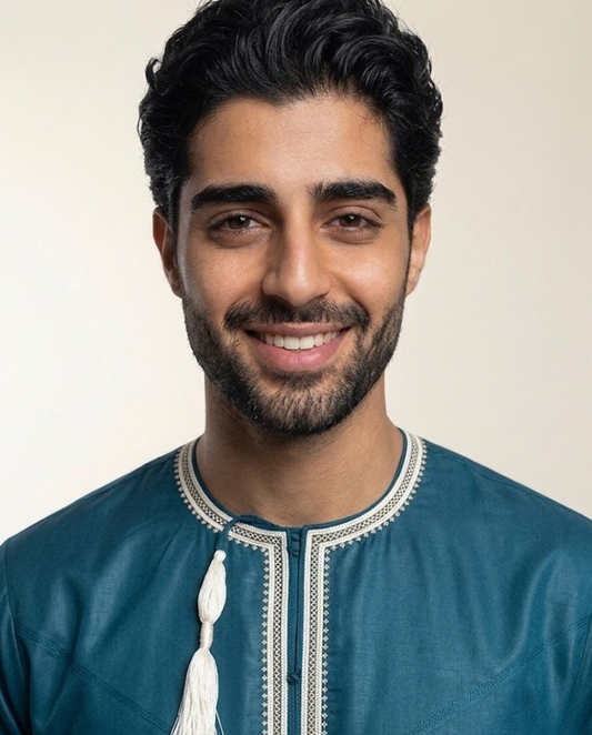 Teal Emarati Embroidery Matching Thobe Men