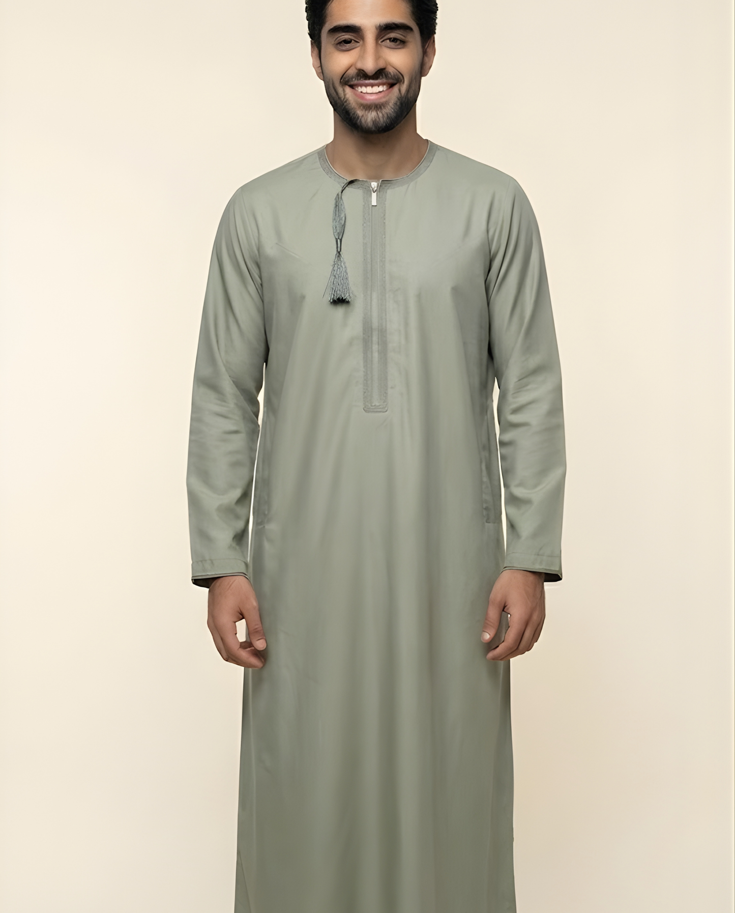 Sage Green Emarati Embroidery Thobes Men’s