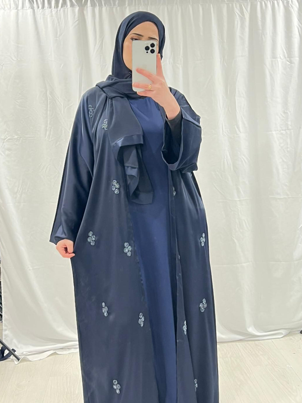 Navy Noor Embellished Abaya Set