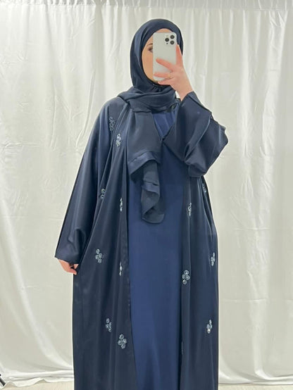 Navy Noor Embellished Abaya Set