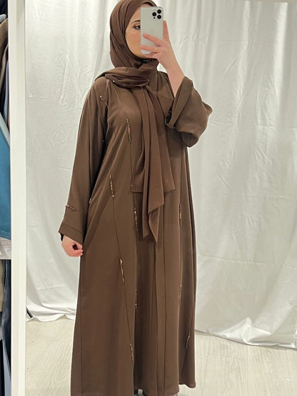 Premium Brown Abaya embellished