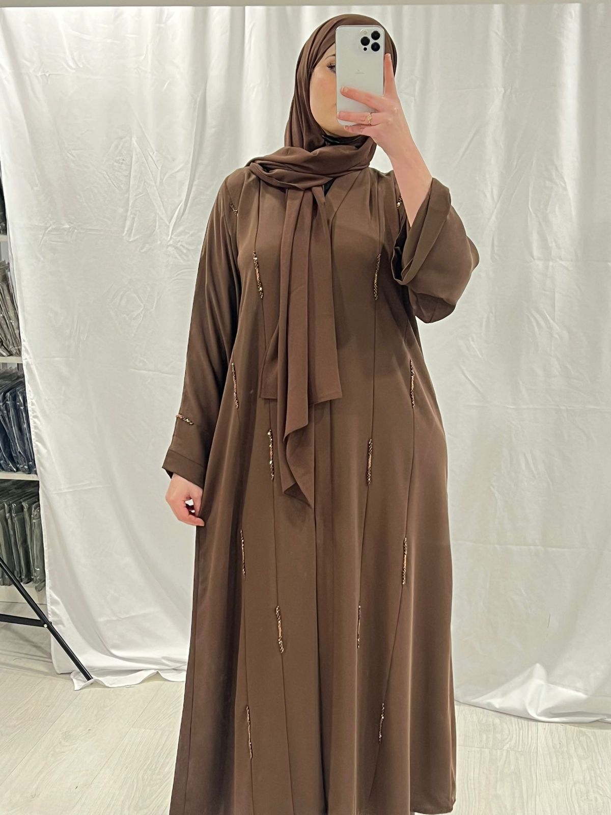 Premium Brown Abaya embellished