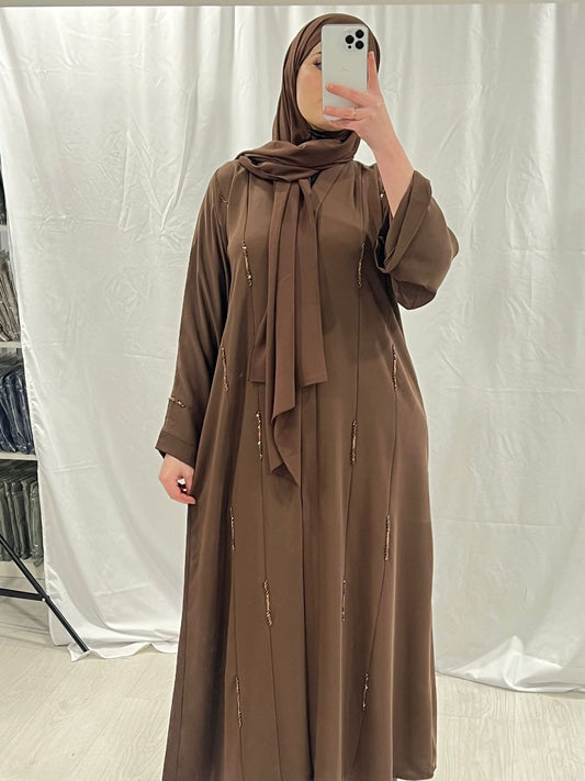 Premium Brown Abaya embellished