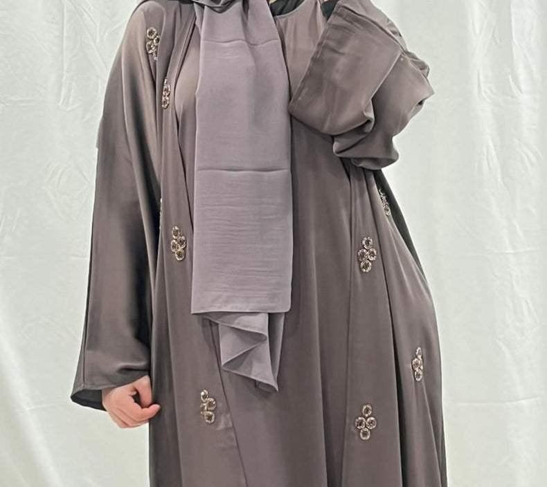 Dusty Mauve Embellished Luxe Abaya Set