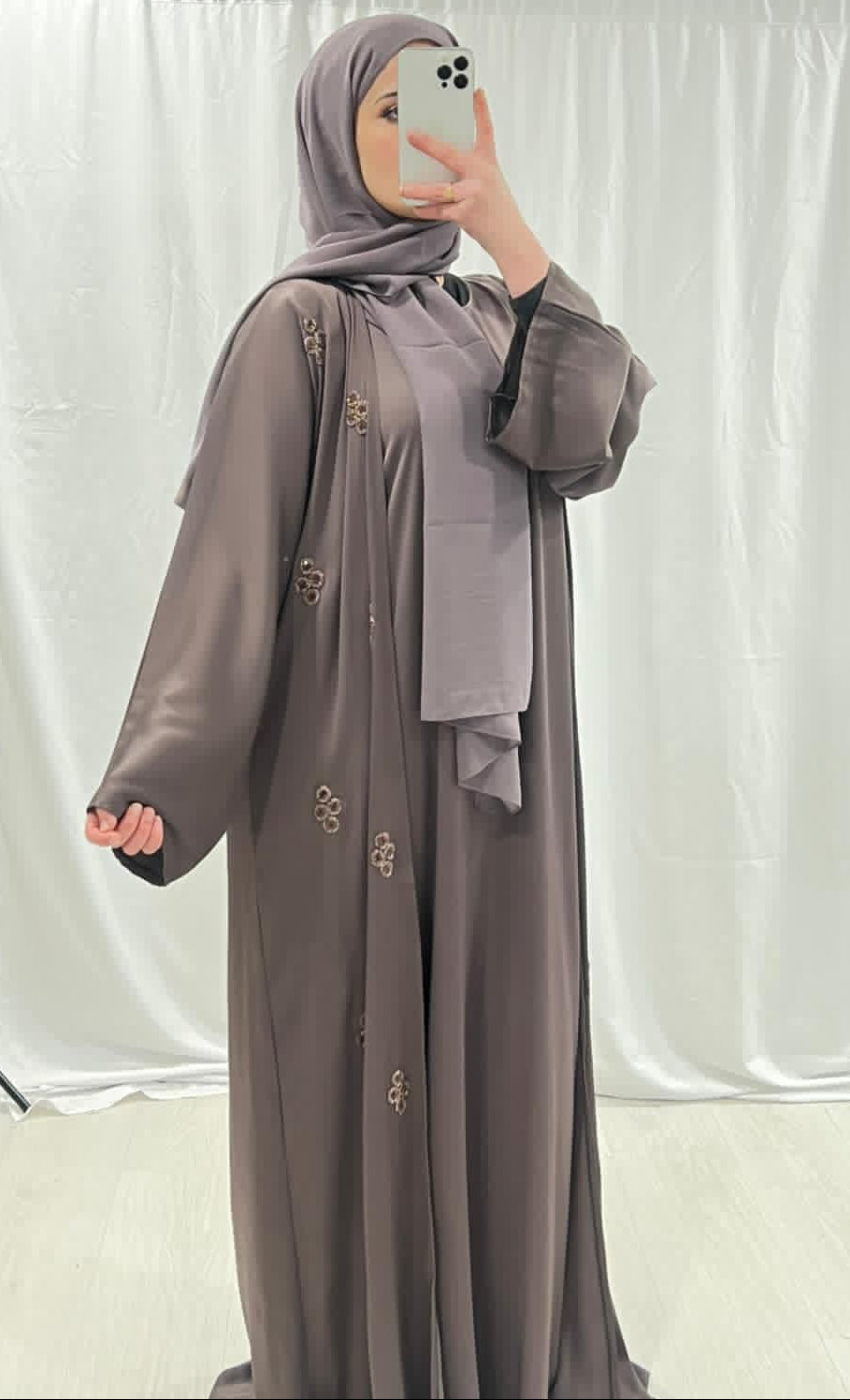 Dusty Mauve Embellished Luxe Abaya Set