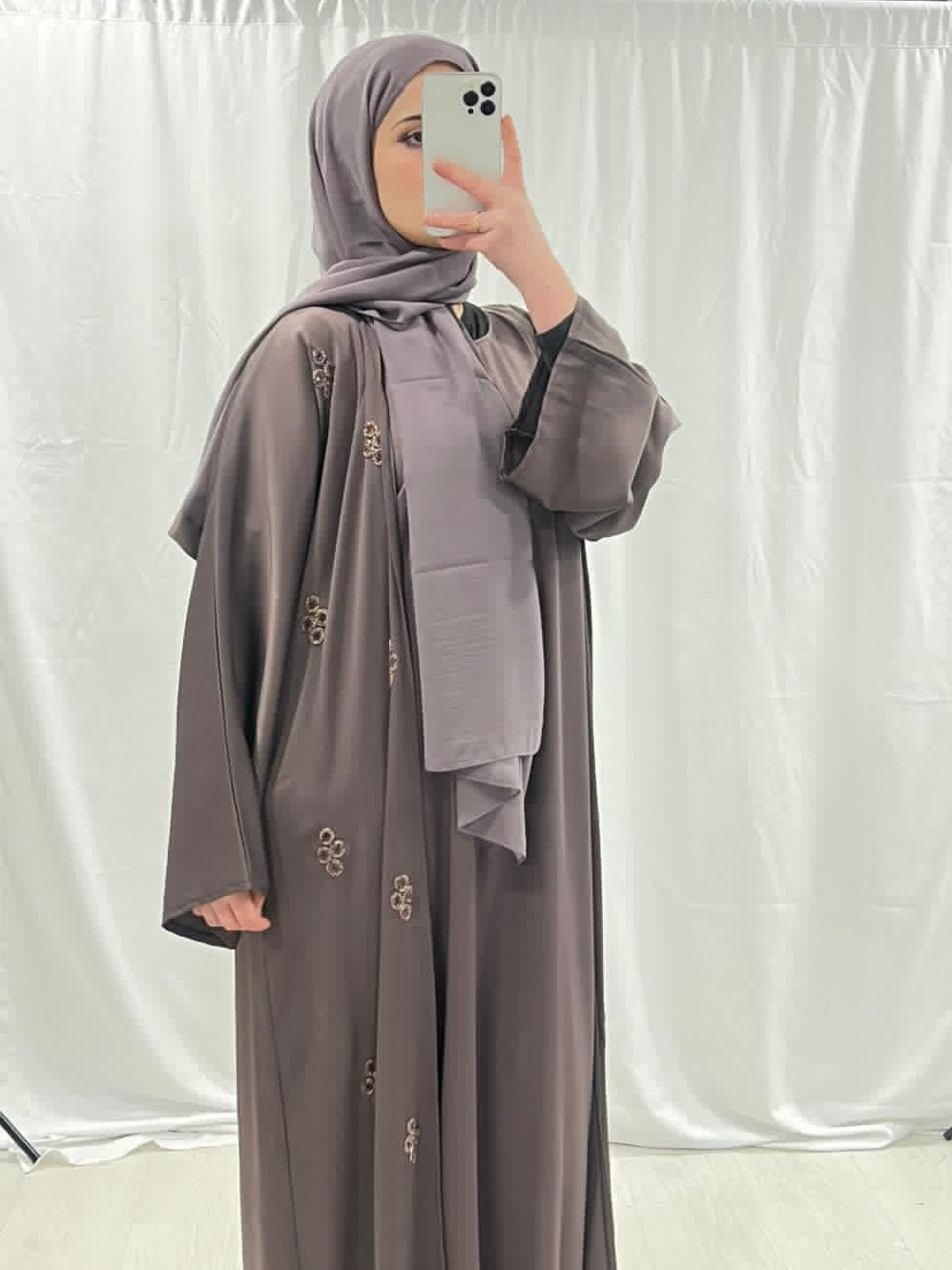 Dusty Mauve Embellished Luxe Abaya Set