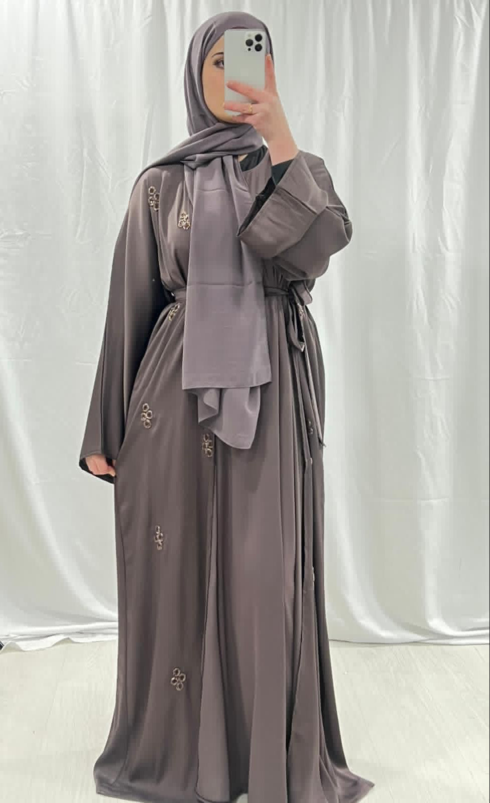 Dusty Mauve Embellished Luxe Abaya Set