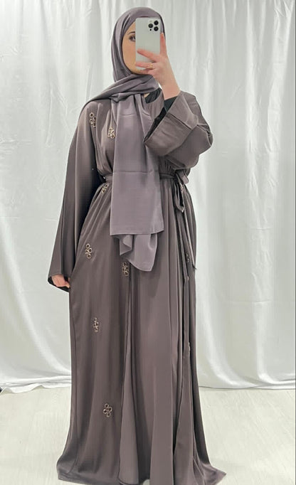 Dusty Mauve Embellished Luxe Abaya Set