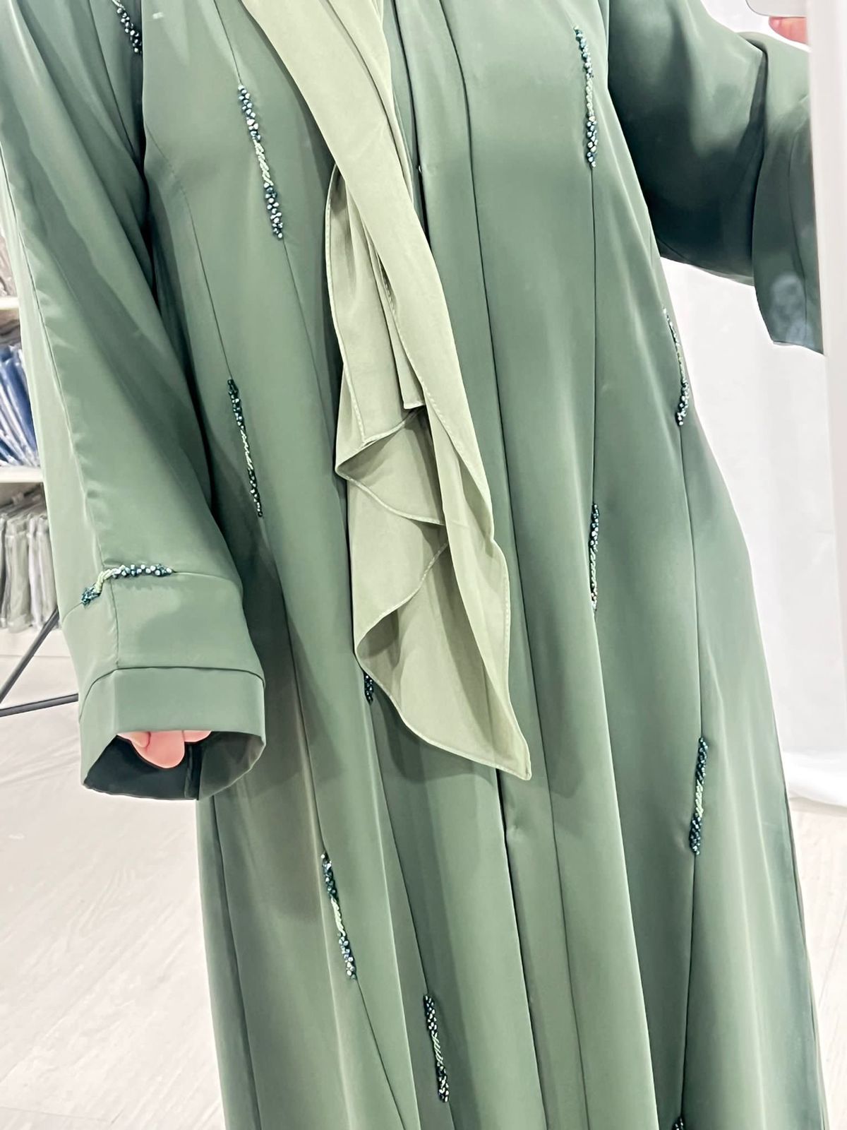 Premium Olive Green Abaya embellished