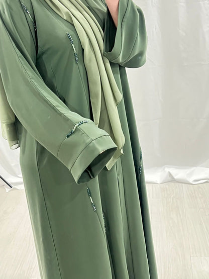Premium Olive Green Abaya embellished